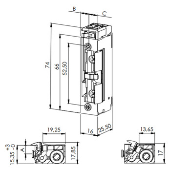 Türöffner B3301-TK Massbild