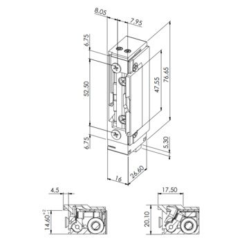 Vorlasttüröffner B5000-TL Massbild