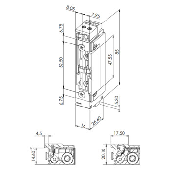 Vorlasttüröffner B5001-TL Massbild