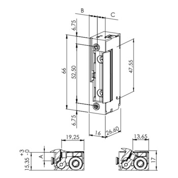 Feuerschutztüröffner F3000--K Massbild