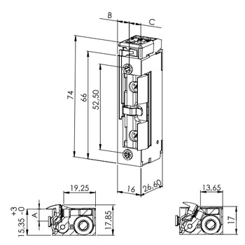 Feuerschutztüröffner F3001--K Massbild