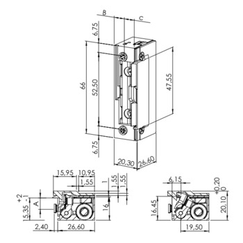 Feuerschutztüröffner F3000-TL Massbild