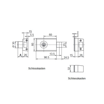 M1824A Riegelschloss Massbild