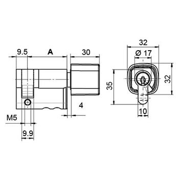 KABA M1414D Drehknopf Design Massbild