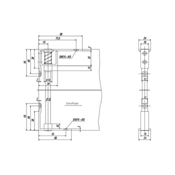 ECO DV-II Dualverriegelungssystem II nach oben und unten Massbild