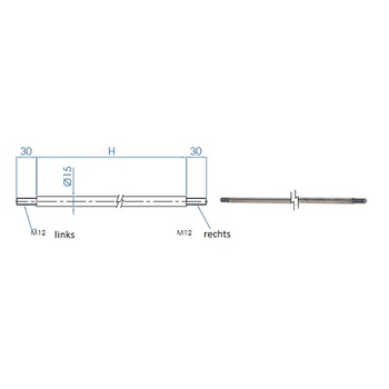 Zugstange mit Gewinde Edelstahl V4A