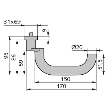 OGRO PR 8100 A Drücker WSS 02.124 Zeichnung