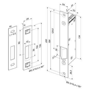 ASSA ABLOY Fluchttürverriegelung 352M.85 Masszeichnung