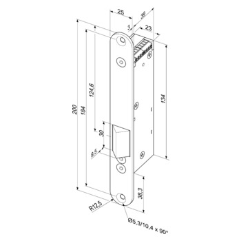 ASSA ABLOY Fluchttürverriegelung 352M Masszeichnung