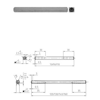 Vierkantstift Nickal 8 mm