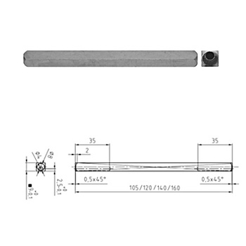 Vierkantstift Nickal 9 mm