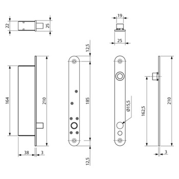 Elektro-Riegel 843-3-------Q41 Masszeichnung