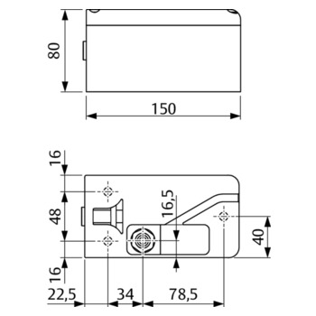 ASSA ABLOY 843G Türriegel Masszeichnung