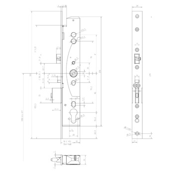 ASSA ABLOY MEDIATOR® Schloss 609 für Rohrrahmen - Massbild