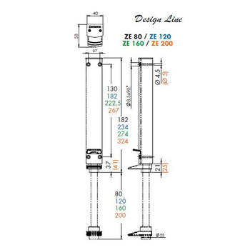 Türfeststeller ZE 160 Design Line Masszeichnung