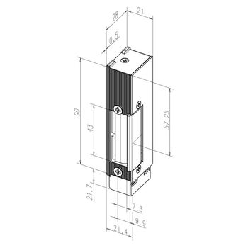 ASSA ABLOY Elektro-Türöffner 142UF-------Q34 Technische Zeichnung