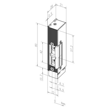 ASSA ABLOY Elektro-Türöffner 142UR-------Q34 Technische Zeichnung