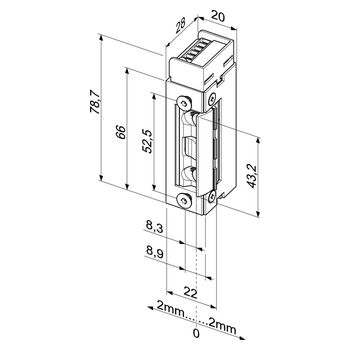 ASSA ABLOY Elektro-Türöffner 143R--------Q34 Technische Zeichnung