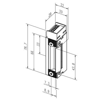 ASSA ABLOY Elektro-Türöffner 143F--------Q34 Technische Zeichnung