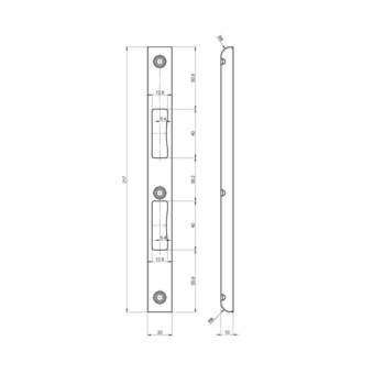 ASSA ABLOS MSL ProfiFlex-Hauptschliessblech B-40341.154X Massbild