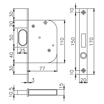 ASSA ABLOY MSL 1602.0 Eckstulp Masszeichnung