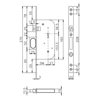 ASSA ABLOY MSL 1603.1 Rundstulp Masszeichnung