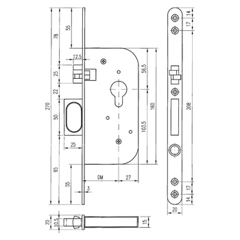 ASSA ABLOY MSL 1603.2 Rundstulp Masszeichnung