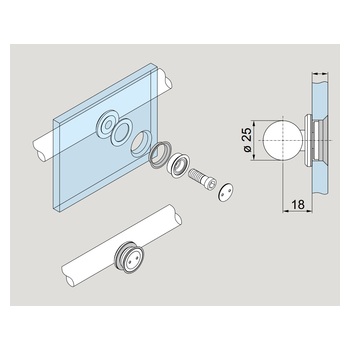 MANET 82946070099 Punkthalter zur Laufschienenbefestigung am Glas