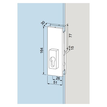 DORMA Glas 80321510199 UNIVERSAL Riegelschloss Massbild