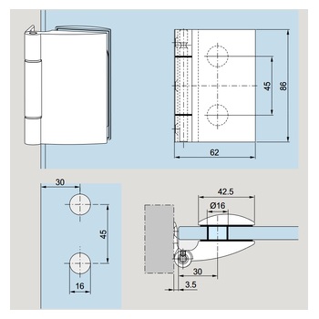 DORMA Glas 82545111499 OFFICE ARCOS BAND Massbild