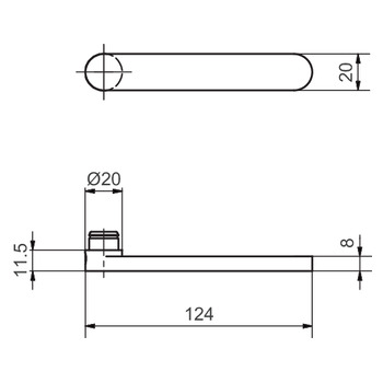 GLUTZ Falttordrücker 50931 Masszeichnung