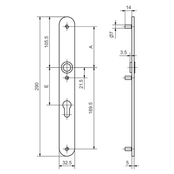 Edelstahl Rohrrahmen Langschild 52150.3S_A PZ Massbild