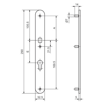 Edelstahl Rohrrahmen Langschild 52150.3S_AK PZ Massbild