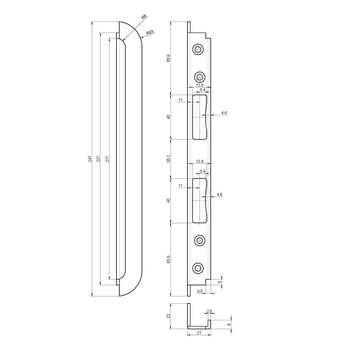 assa abloy msl Einfrässchliessblech B-40341.1443 11471013 Massbild