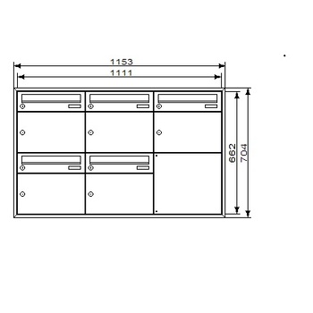 KNOBLOCH Briefkasten 5-fach - Unterputz Abmessungen