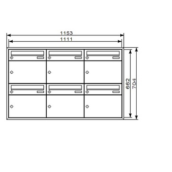 KNOBLOCH Briefkasten 6-fach - Unterputz HA37UP6WE Abmessungen