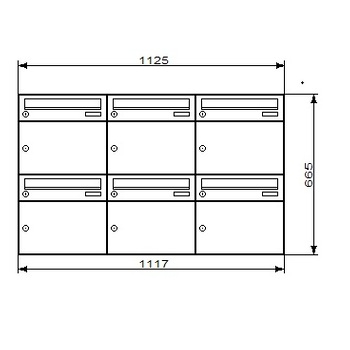 KNOBLOCH Briefkasten 6-fach - Aufputz innen HA37API6WE Abmessungen
