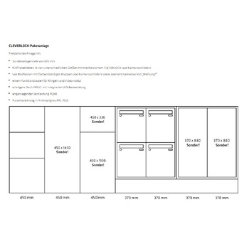 KNOBLOCH CLEVERLOCK Paketanlage Sonderabmessungen Massbild