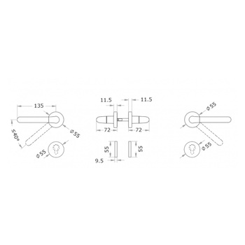 EVVA Xesar-Drücker Modell ohne Elektronik E.X.DR.Z0 Vermassung