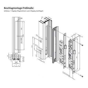 WSS Systemset WICONA EVO 65 und EVO 75 Frässmasse Schloss