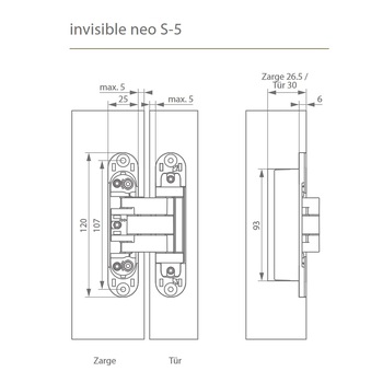 ARLU invisible neo S-5 Masszeichnung