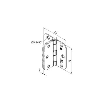 HELM 025411 Scharnier 254 Masszeichnung