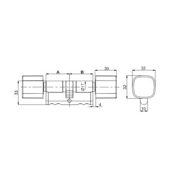 Kaba M1419D mit Drehknopf Design Masszeichnung