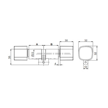 Kaba M1519D Masszeichnung