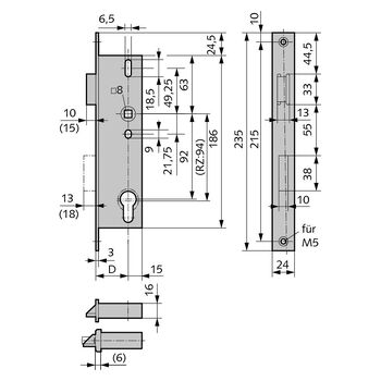 WSS Panik-Einsteckschloss, Funktion 01.350.3500.426 Massbild