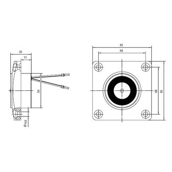 155567 GEZE Türhaftmagnet, 24 V DC - 490 N Haltekraft, zugelassen mit allen GEZE Rauchschalterzentralen - Zeichnung