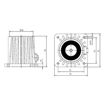 155573 GEZE Türhaftmagnet, 24 V DC - 490 N Haltekraft, zugelassen mit allen GEZE Rauchschalterzentralen - Zeichnung