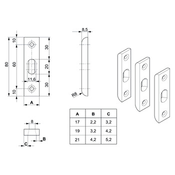 ASSA ABLOY MSL Tribloc 1877.17/17 Masszeichnung