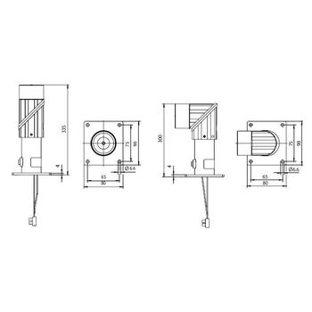 115953 GEZE Türhaftmagnet, 24 V DC - 490 N Haltekraft, zugelassen mit allen GEZE Rauchschalterzentralen - Zeichnung