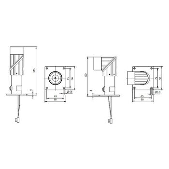 115952 GEZE Türhaftmagnet, 24 V DC - 490 N Haltekraft, zugelassen mit allen GEZE Rauchschalterzentralen - Zeichnung